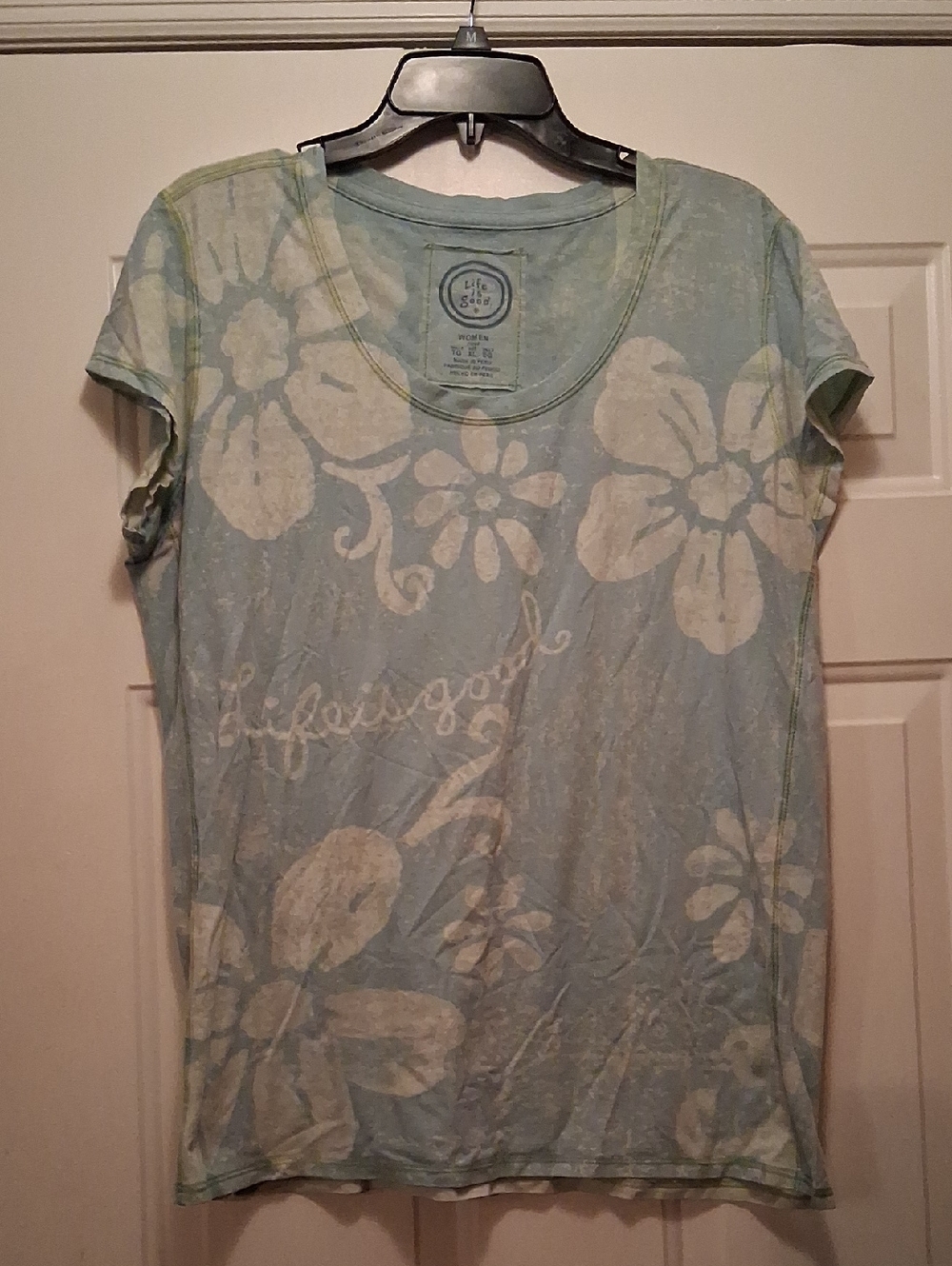 Life Is Good Light Blue Floral Cap SleeveTee